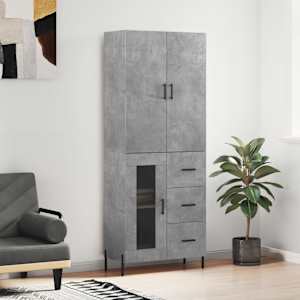 Skříň highboard betonově šedá 69,5x34x180 cm kompozitní dřevo - obrázek 1