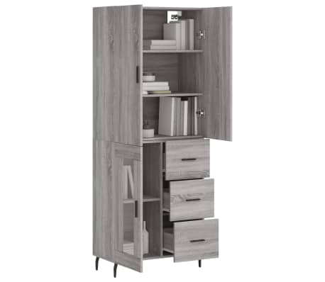 vidaXL Buffet haut Sonoma gris 69,5x34x180 cm Bois d'ing&eacute;nierie