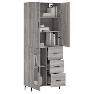 vidaXL Buffet haut Sonoma gris 69,5x34x180 cm Bois d'ing&eacute;nierie