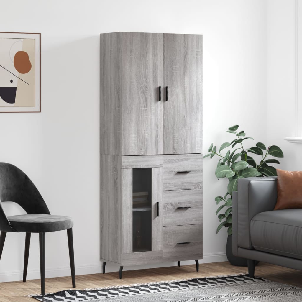 Skříň highboard šedá sonoma 69,5 x 34 x 180 cm kompozitní dřevo