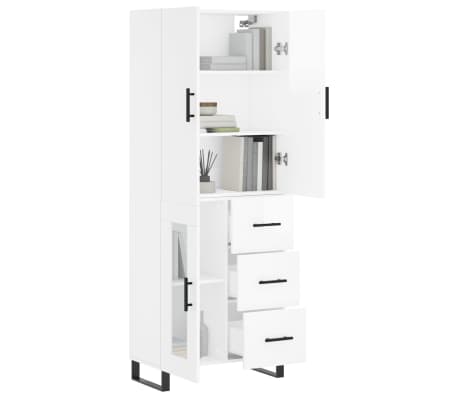 vidaXL Ντουλάπι Γυαλιστερό Λευκό 69,5x34x180 εκ. Επεξεργασμένο Ξύλο