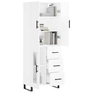 vidaXL Ντουλάπι Γυαλιστερό Λευκό 69,5x34x180 εκ. Επεξεργασμένο Ξύλο