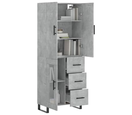 vidaXL Visoka komoda betonsko siva 69,5x34x180 cm inženirski les