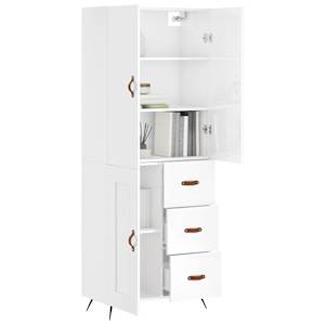 vidaXL Ντουλάπι Γυαλιστερό Λευκό 69,5x34x180 εκ. Επεξεργασμένο Ξύλο