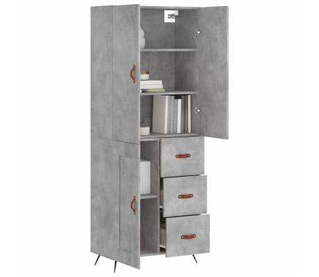vidaXL Buffet haut Gris b&eacute;ton 69,5x34x180 cm Bois d'ing&eacute;nierie