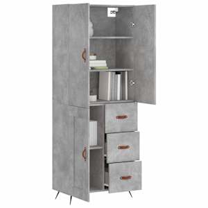 vidaXL Buffet haut Gris b&eacute;ton 69,5x34x180 cm Bois d'ing&eacute;nierie