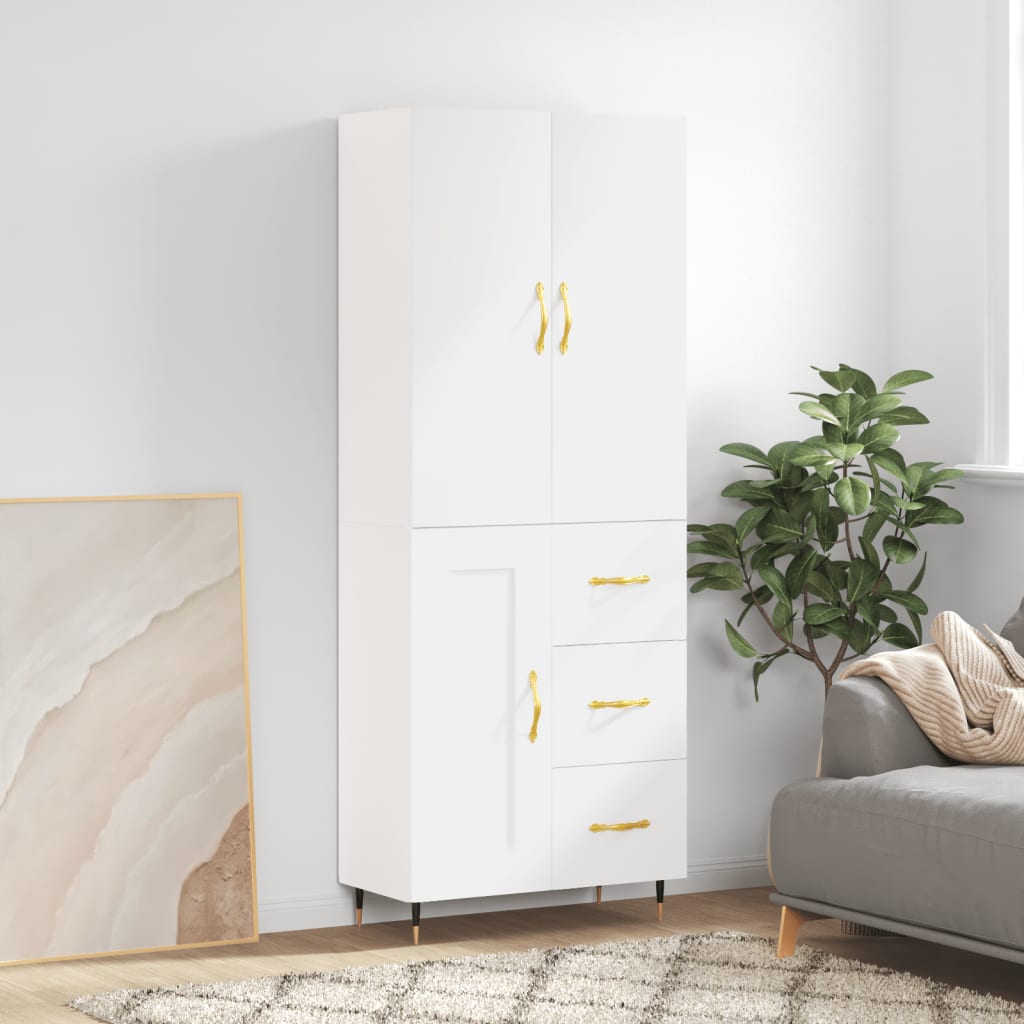 Skříň highboard bílá 69,5 x 34 x 180 cm kompozitní dřevo