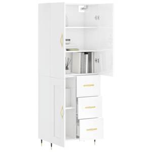 vidaXL Ντουλάπι Γυαλιστερό Λευκό 69,5x34x180 εκ. Επεξεργασμένο Ξύλο