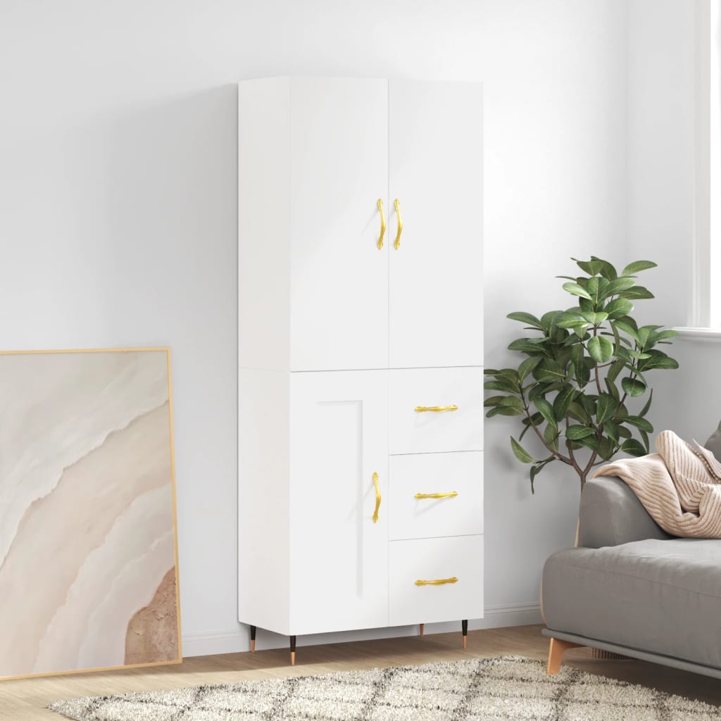 Skříň highboard lesklá bílá 69,5 x 34 x 180 cm kompozitní dřevo