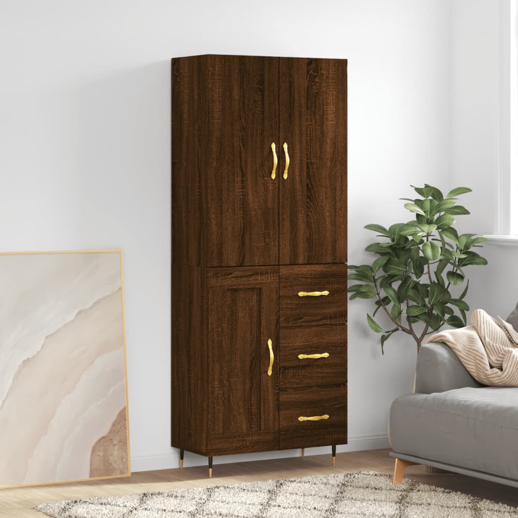 Skříň highboard hnědý dub 69,5 x 34 x 180 cm kompozitní dřevo