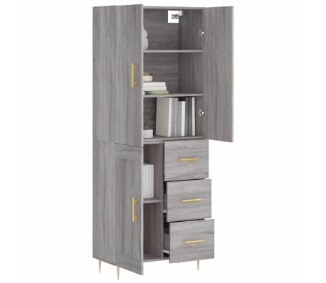 vidaXL Dulap &icirc;nalt, gri sonoma, 69,5x34x180 cm, lemn compozit