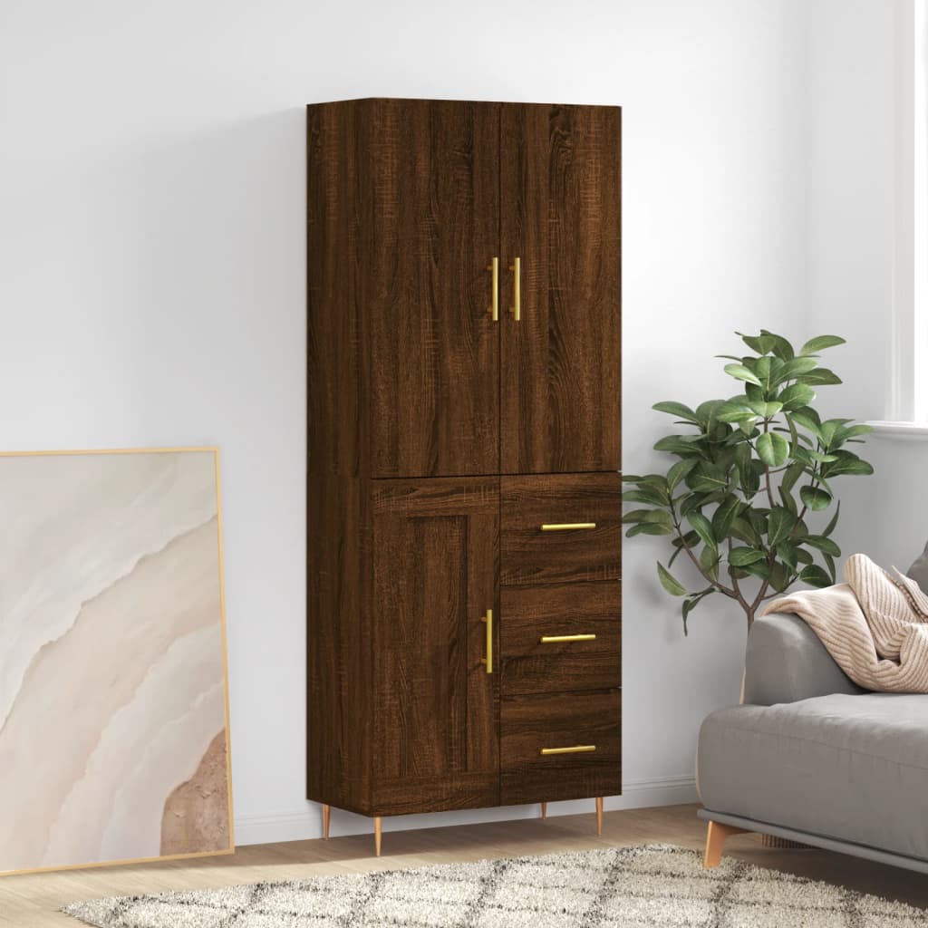 Skříň highboard hnědý dub 69,5 x 34 x 180 cm kompozitní dřevo