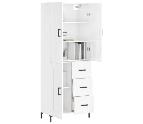 vidaXL Highboard High Gloss White 69.5x34x180 cm Engineered Wood