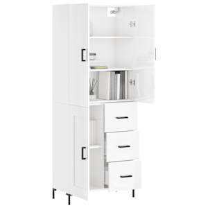 vidaXL Ντουλάπι Γυαλιστερό Λευκό 69,5x34x180 εκ. Επεξεργασμένο Ξύλο