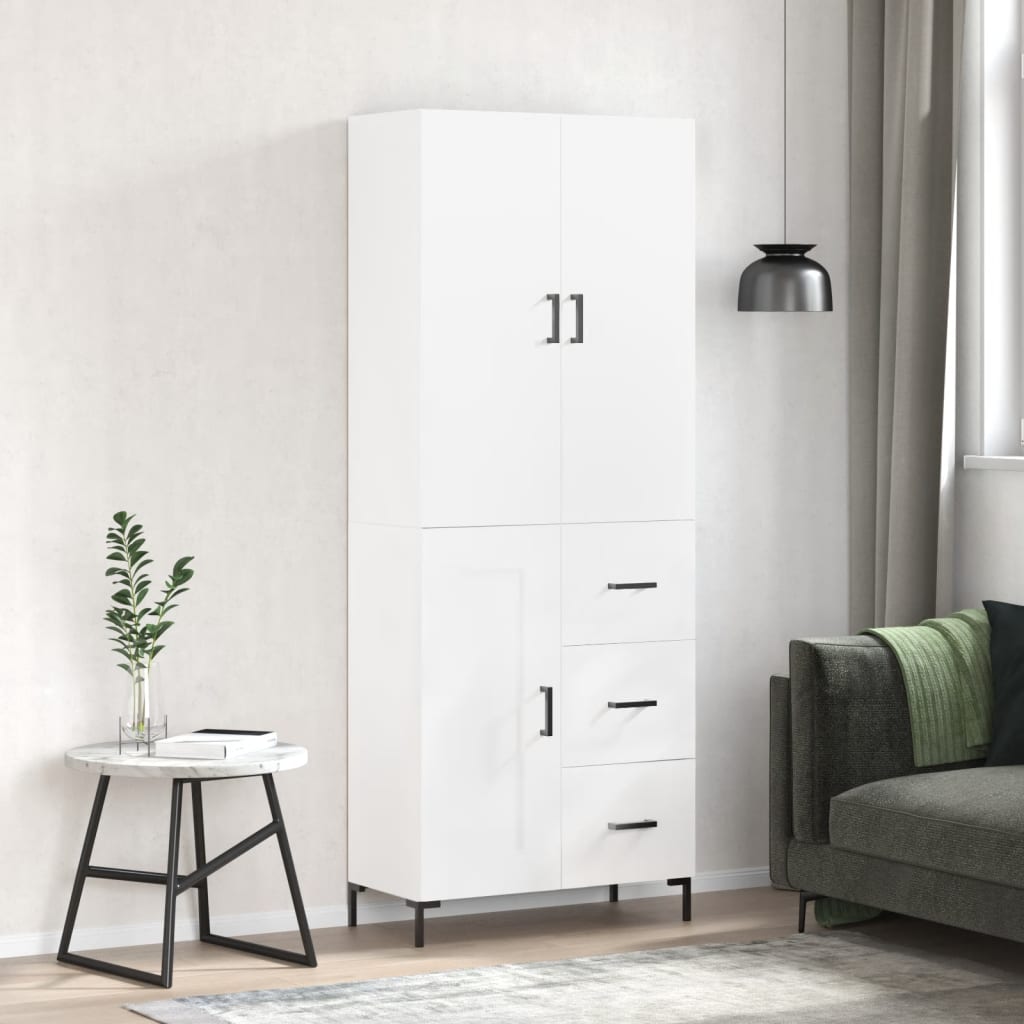 Skříň highboard lesklá bílá 69,5 x 34 x 180 cm kompozitní dřevo