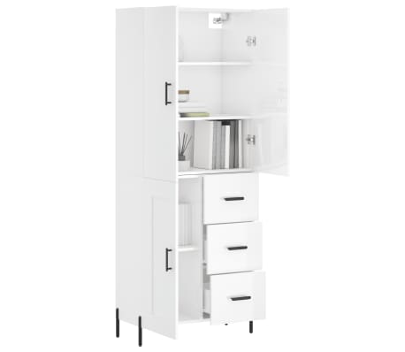 vidaXL Highboard High Gloss White 69.5x34x180 cm Engineered Wood