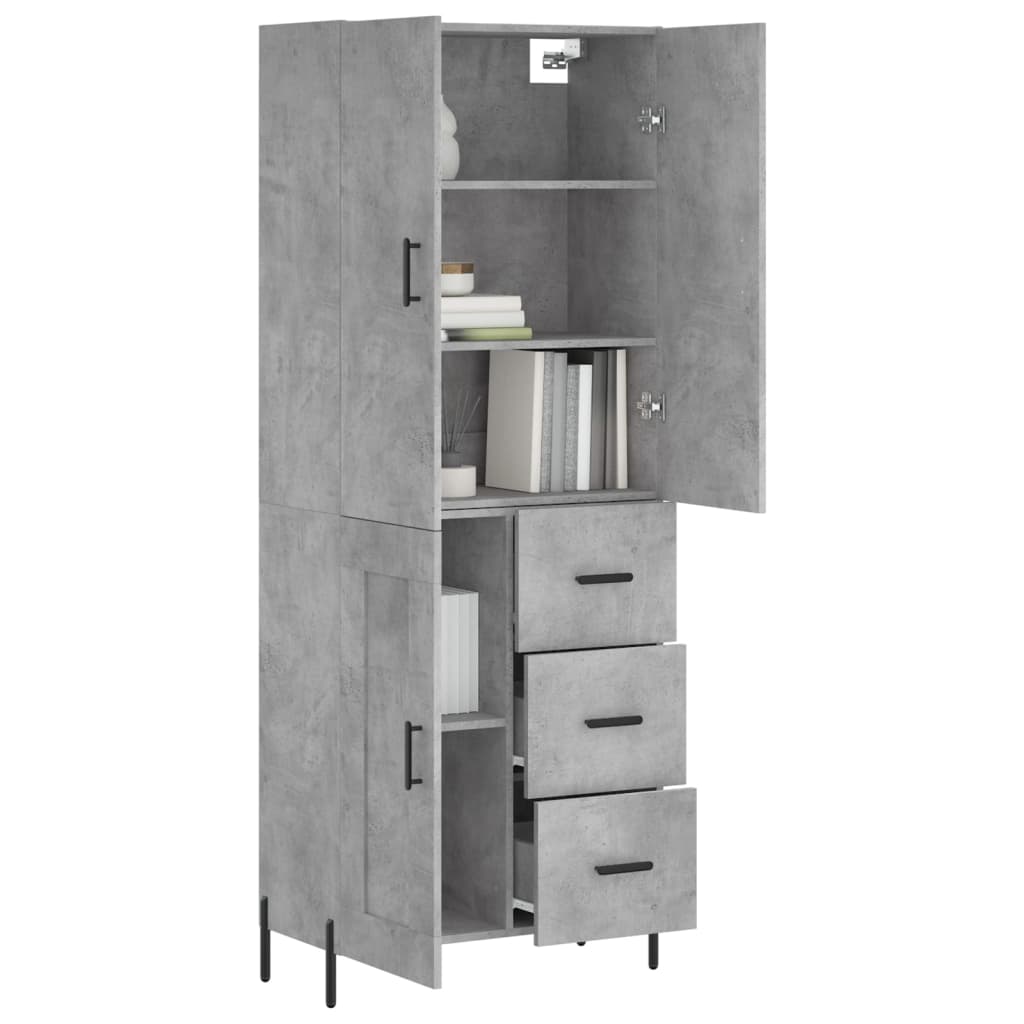 vidaXL Hoge kast 69,5x34x180 cm bewerkt hout betongrijs