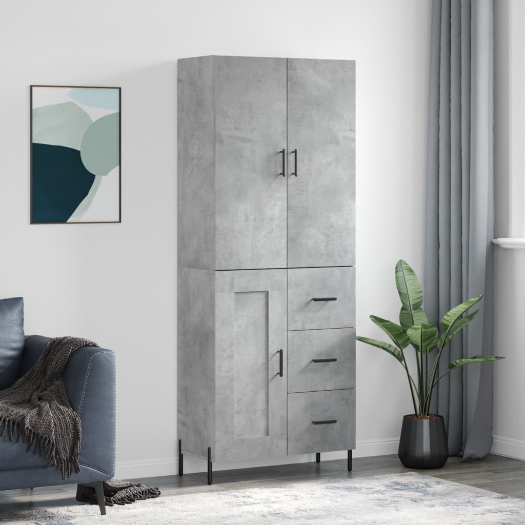 vidaXL Dulap înalt, gri beton, 69,5x34x180, lemn compozit