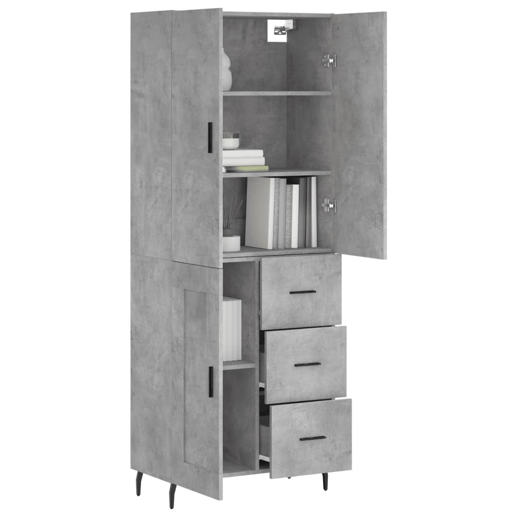 vidaXL Highboard Concrete Grey 69.5x34x180 cm Engineered Wood