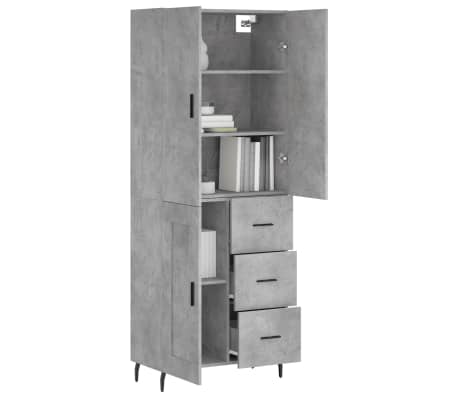 vidaXL Highboard Concrete Grey 69.5x34x180 cm Engineered Wood