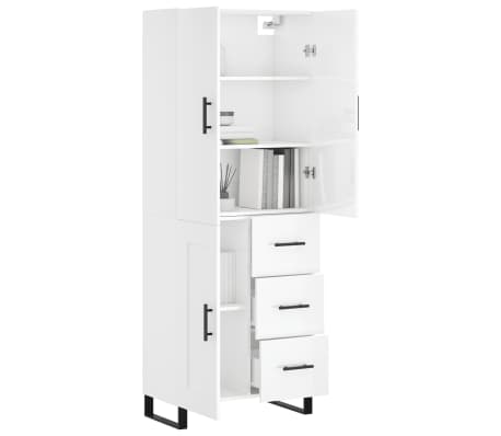 vidaXL Highboard Hochglanz-Wei&szlig; 69,5x34x180 cm Holzwerkstoff