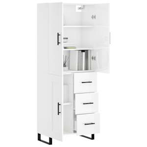 vidaXL Highboard Hochglanz-Wei&szlig; 69,5x34x180 cm Holzwerkstoff