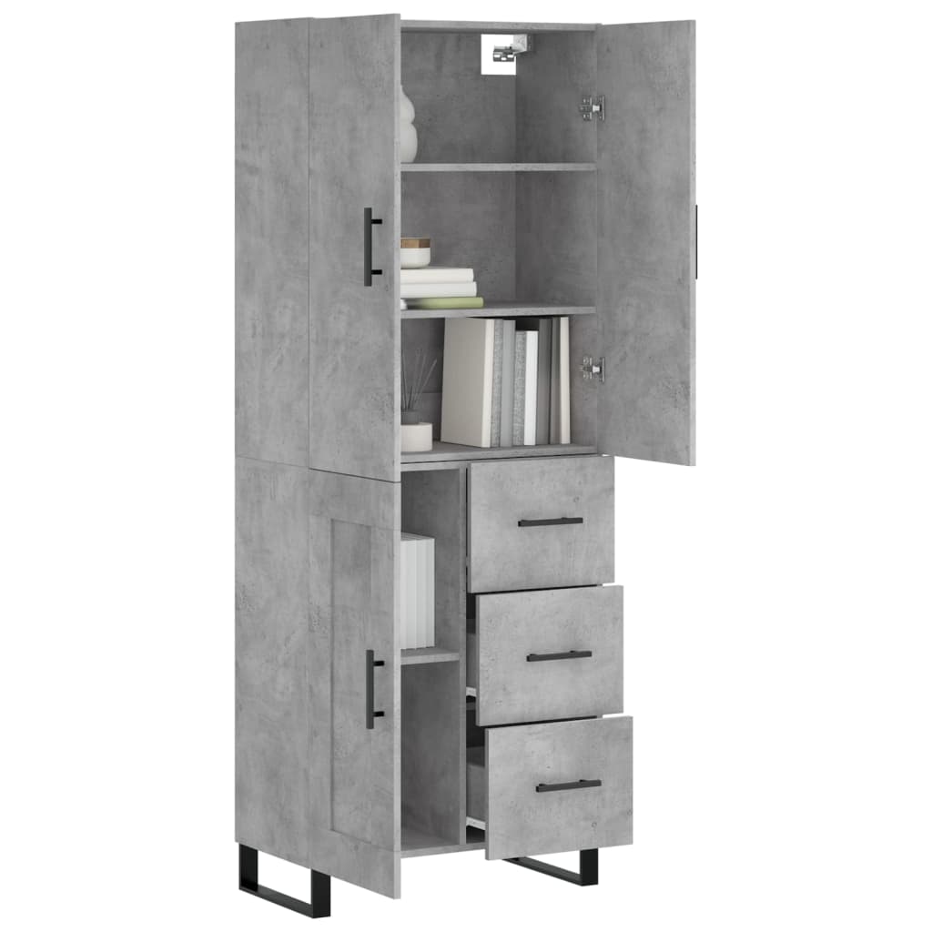 vidaXL Highboard Betongrau 69,5x34x180 cm Holzwerkstoff