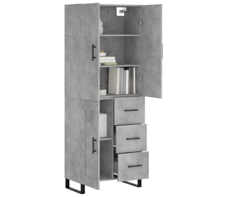 vidaXL Highboard Betongrau 69,5x34x180 cm Holzwerkstoff