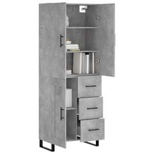 vidaXL Highboard Betongrau 69,5x34x180 cm Holzwerkstoff