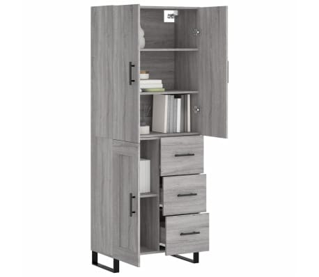 vidaXL Highboard Grau Sonoma 69,5x34x180 cm Holzwerkstoff