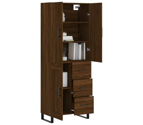 vidaXL Buffet haut Ch&ecirc;ne marron 69,5x34x180 cm Bois d'ing&eacute;nierie