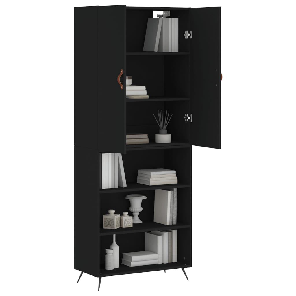 vidaXL Highboard svart 69,5x34x180 cm konstruert tre