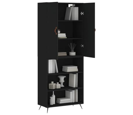 vidaXL Highboard svart 69,5x34x180 cm konstruert tre