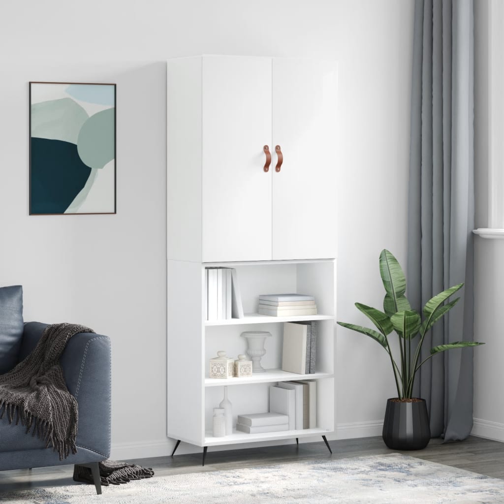 Skříň highboard lesklá bílá 69,5 x 34 x 180 cm kompozitní dřevo