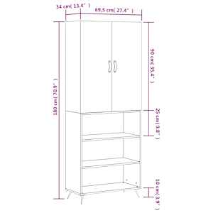 Skříň highboard betonově šedá 69,5x34x180 cm kompozitní dřevo - obrázek 13