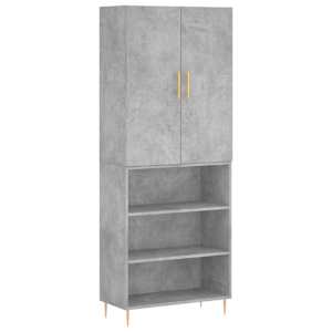 Skříň highboard betonově šedá 69,5x34x180 cm kompozitní dřevo - obrázek 2