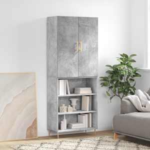 Skříň highboard betonově šedá 69,5x34x180 cm kompozitní dřevo - obrázek 1