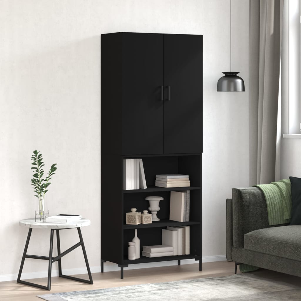 Skříň highboard černá 69,5 x 34 x 180 cm kompozitní dřevo