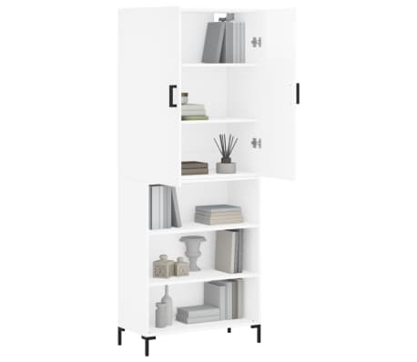 vidaXL Highboard High Gloss White 69.5x34x180 cm Engineered Wood