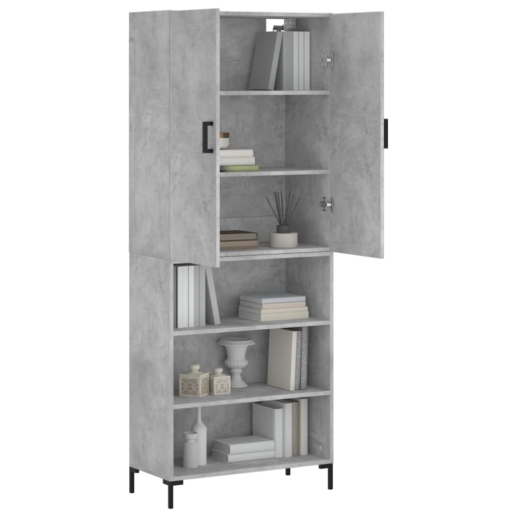 vidaXL Highboard Betongrau 69,5x34x180 cm Holzwerkstoff