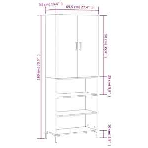 Skříň highboard betonově šedá 69,5x34x180 cm kompozitní dřevo - obrázek 13