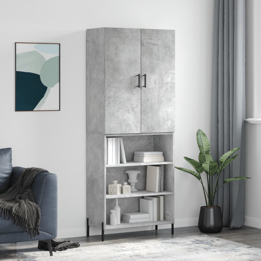 vidaXL Highboard Betongrau 69,5x34x180 cm Holzwerkstoff