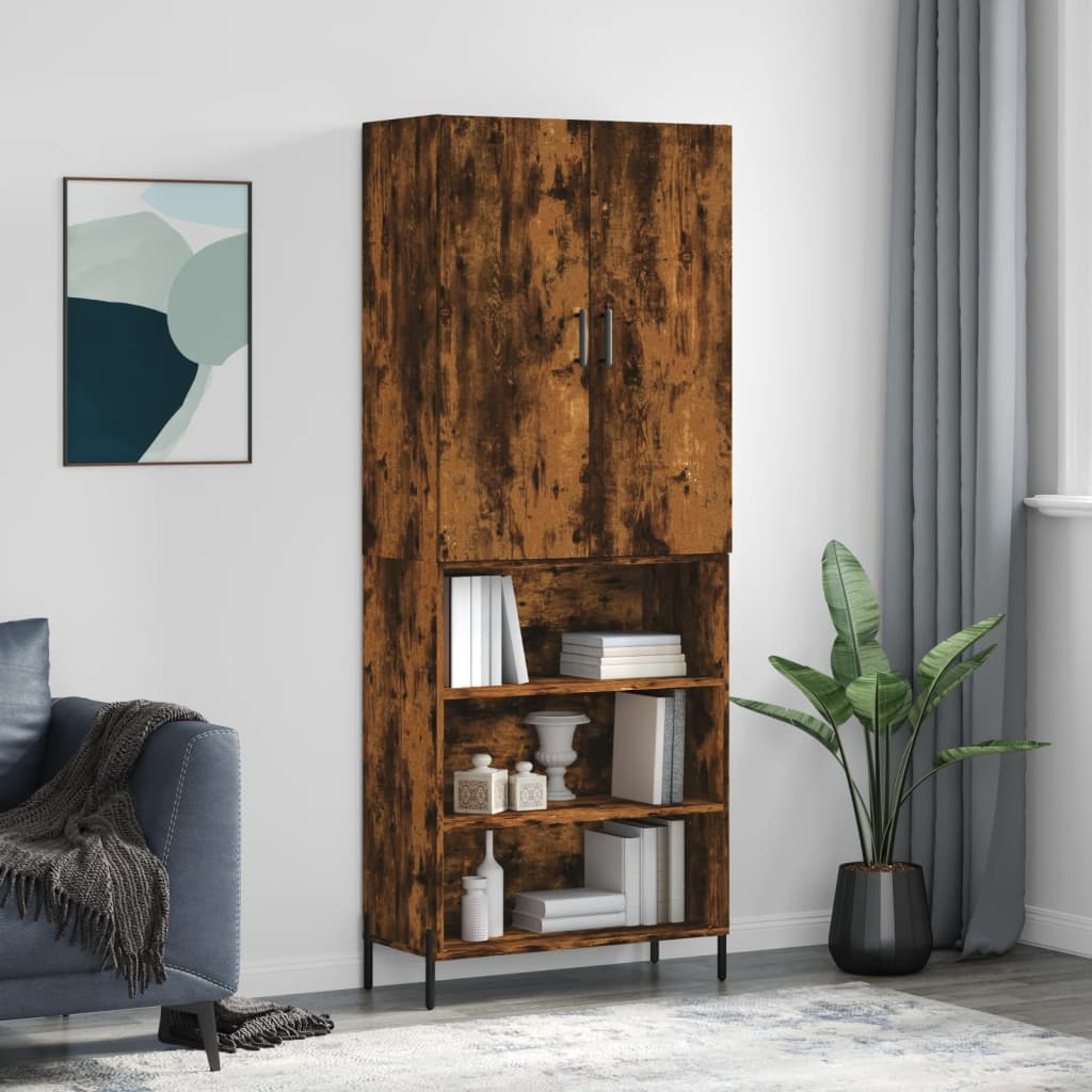 Skříň highboard kouřový dub 69,5 x 34 x 180 cm kompozitní dřevo