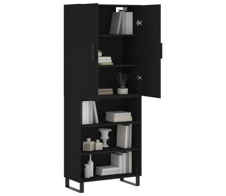 vidaXL Dulap &icirc;nalt, negru, 69,5x34x180 cm, lemn compozit