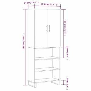 Skříň highboard betonově šedá 69,5x34x180 cm kompozitní dřevo - obrázek 13