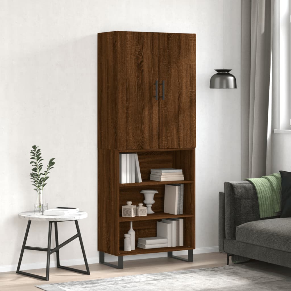 Skříň highboard hnědý dub 69,5 x 34 x 180 cm kompozitní dřevo