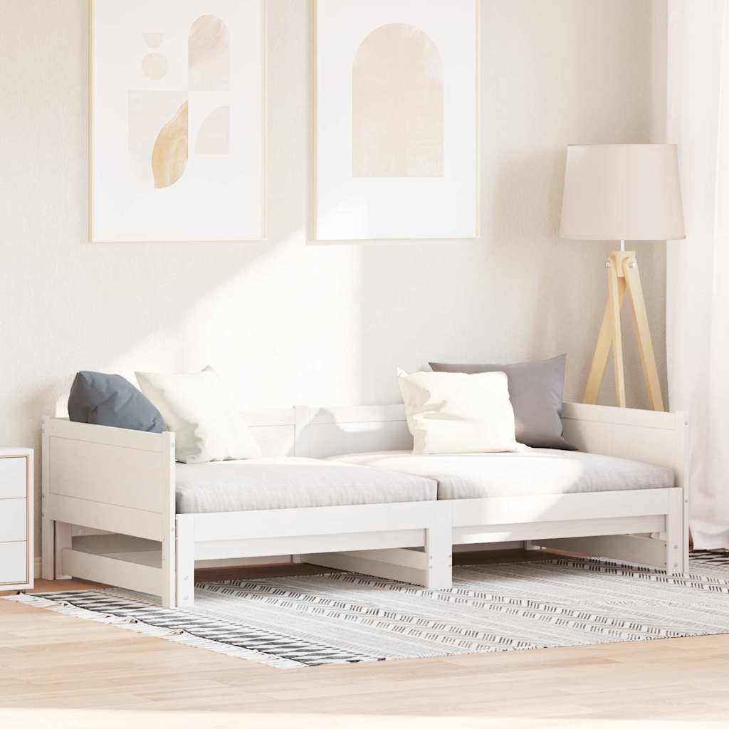 Väljatõmmatav päevavood Valge 90x200 cm Korralik puit männipuit
