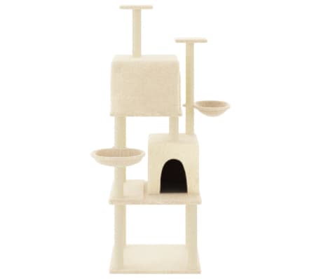 vidaXL Cat Tree Cream Engineered wood, plush, sisal Large Cat Tree