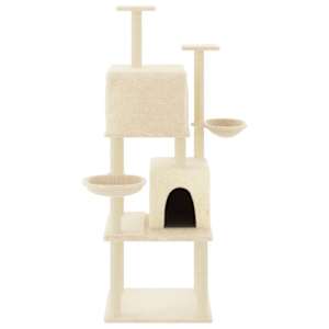 vidaXL Cat Tree Cream Engineered wood, plush, sisal Large Cat Tree