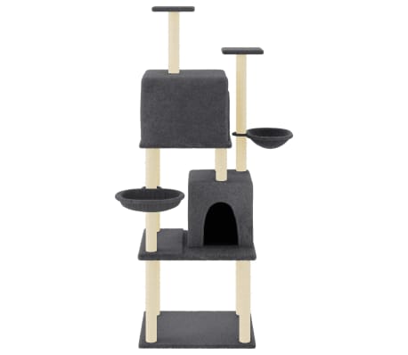 vidaXL Котешко дърво със сизалени стълбове, тъмносиво, 180 см